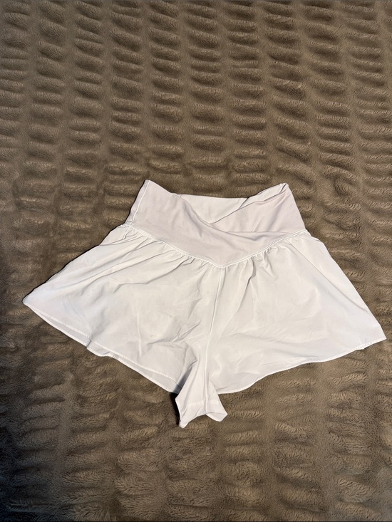 aerie Pants - aerie White High-Waist Flared Skort-Style Shorts